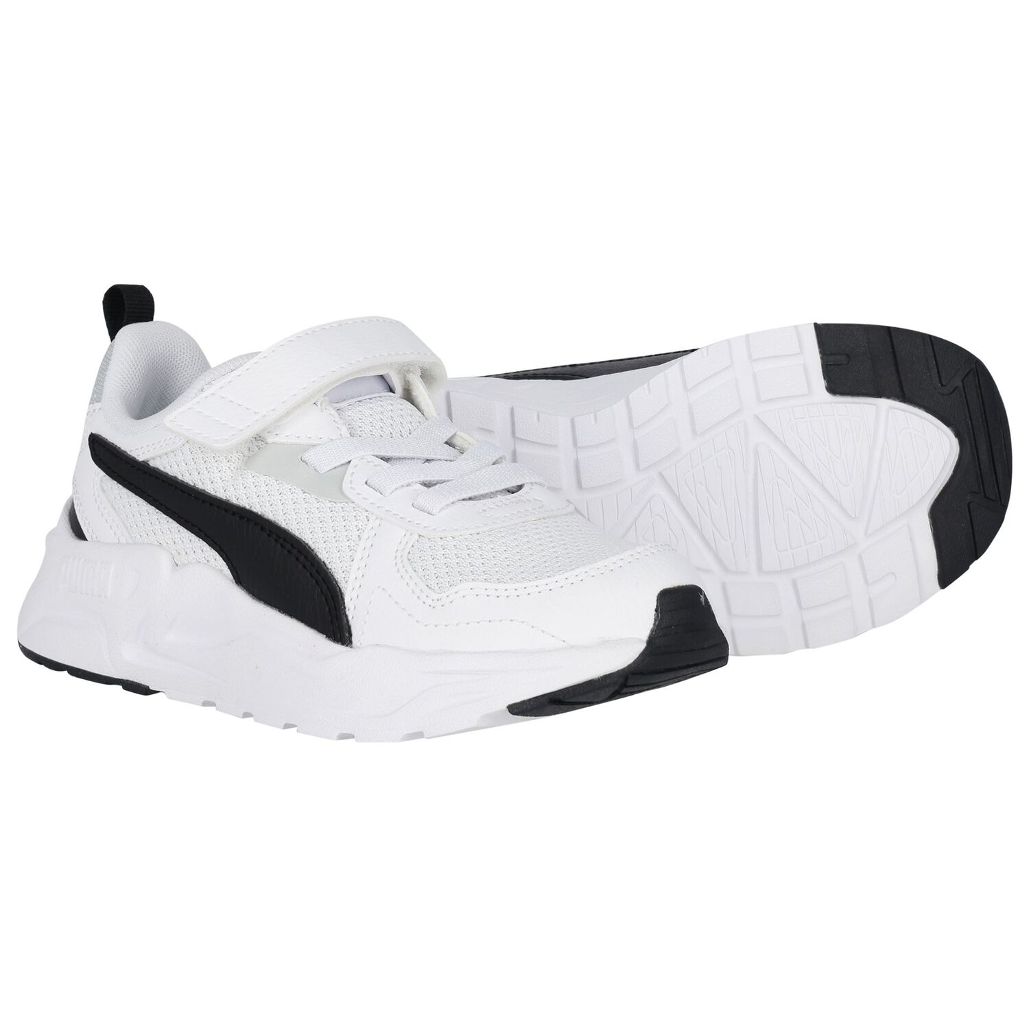 White & Black Trinity Trainers, 1, hi-res