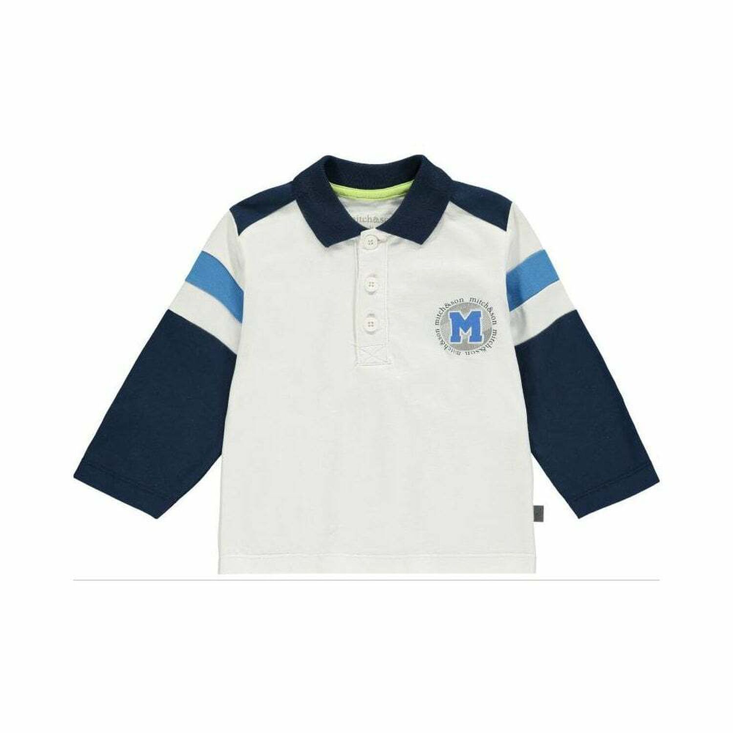 Boys White & Navy Polo Shirt, 1, hi-res