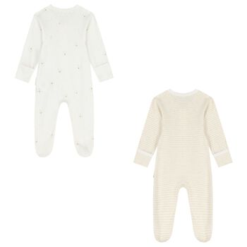 White & Beige Babygrows ( 2 Pack )
