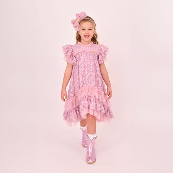 Girls Pink Lace Sequin Christina Dress
