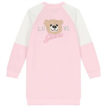 Girls Pink & White Logo Dress