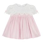 Baby Girls White & Pink Striped Dress, 1, hi-res