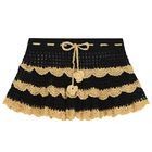 Girls Black & Gold Crochet Skirt, 1, hi-res