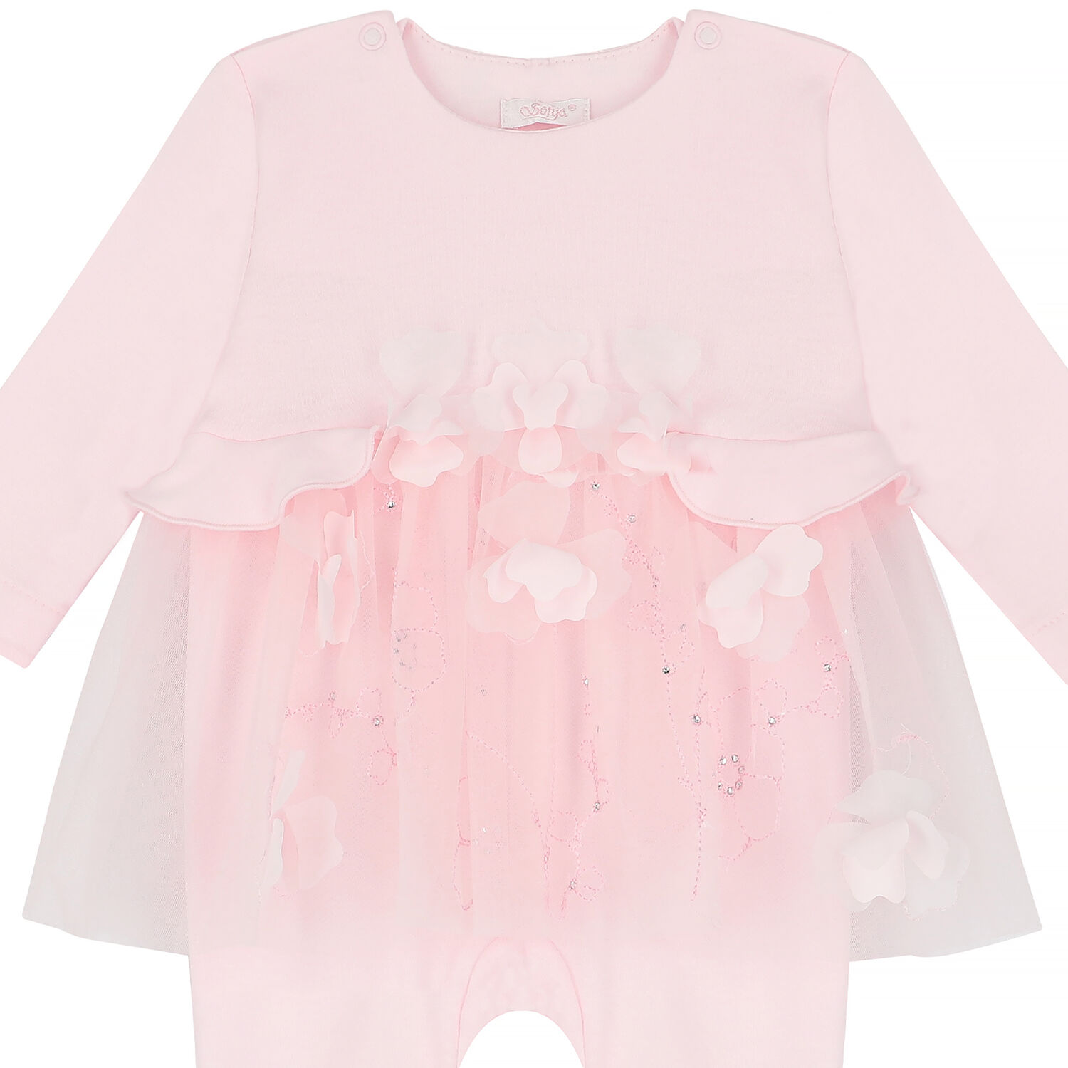 Baby Girls Pink Floral Babygrow, 1, hi-res