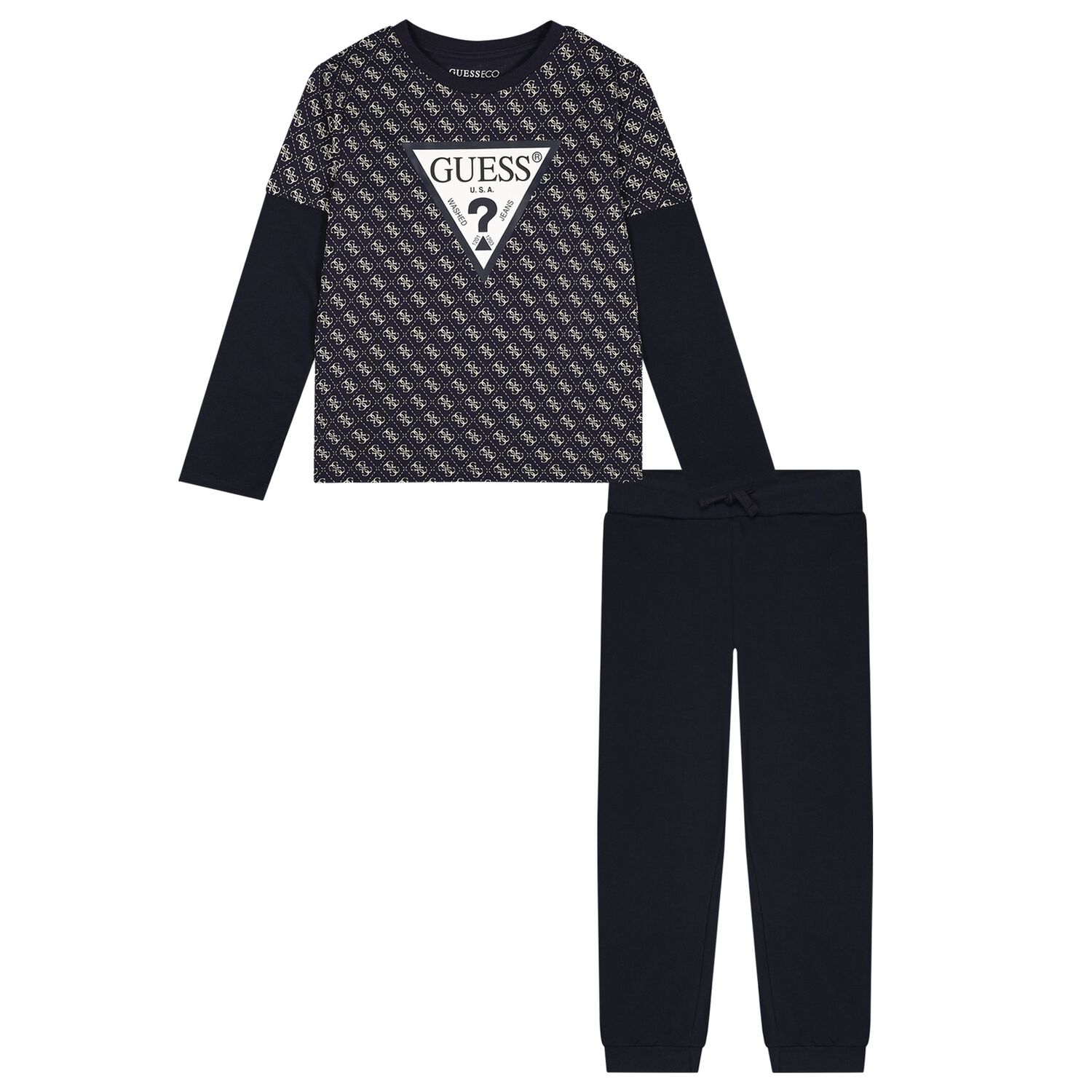 Boys Navy Blue Logo Joggers Set, 1, hi-res