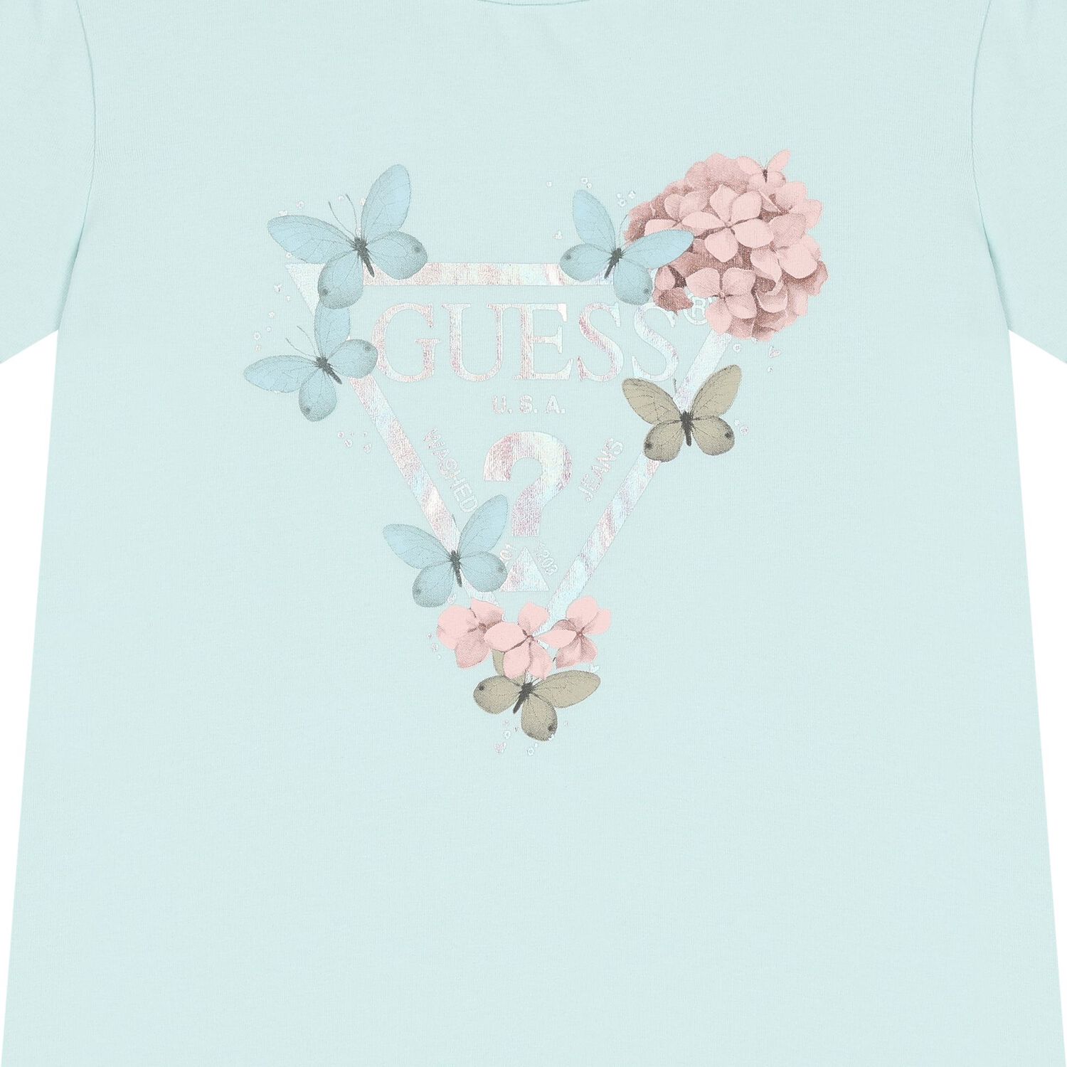 Girls Aqua Logo Butterfly T-Shirt, 2, hi-res