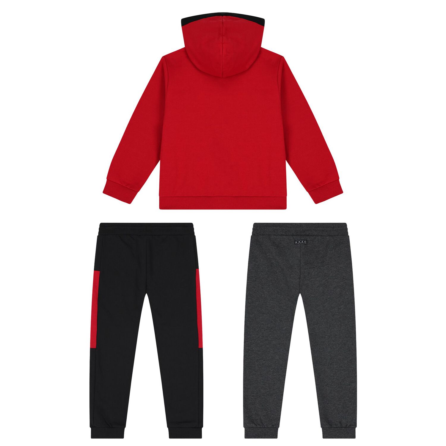 Boys Red, Grey & Black 3 Piece Tracksuit Set, 2, hi-res image number null