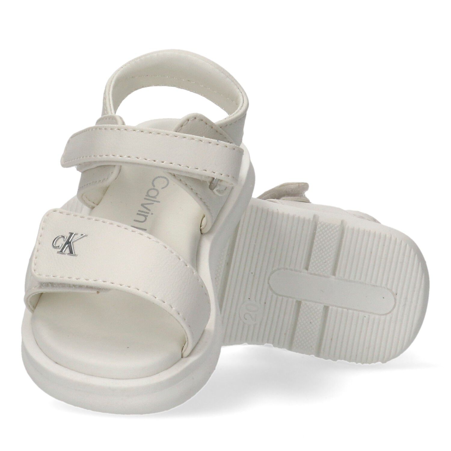 Girls White Logo Sandals, 1, hi-res