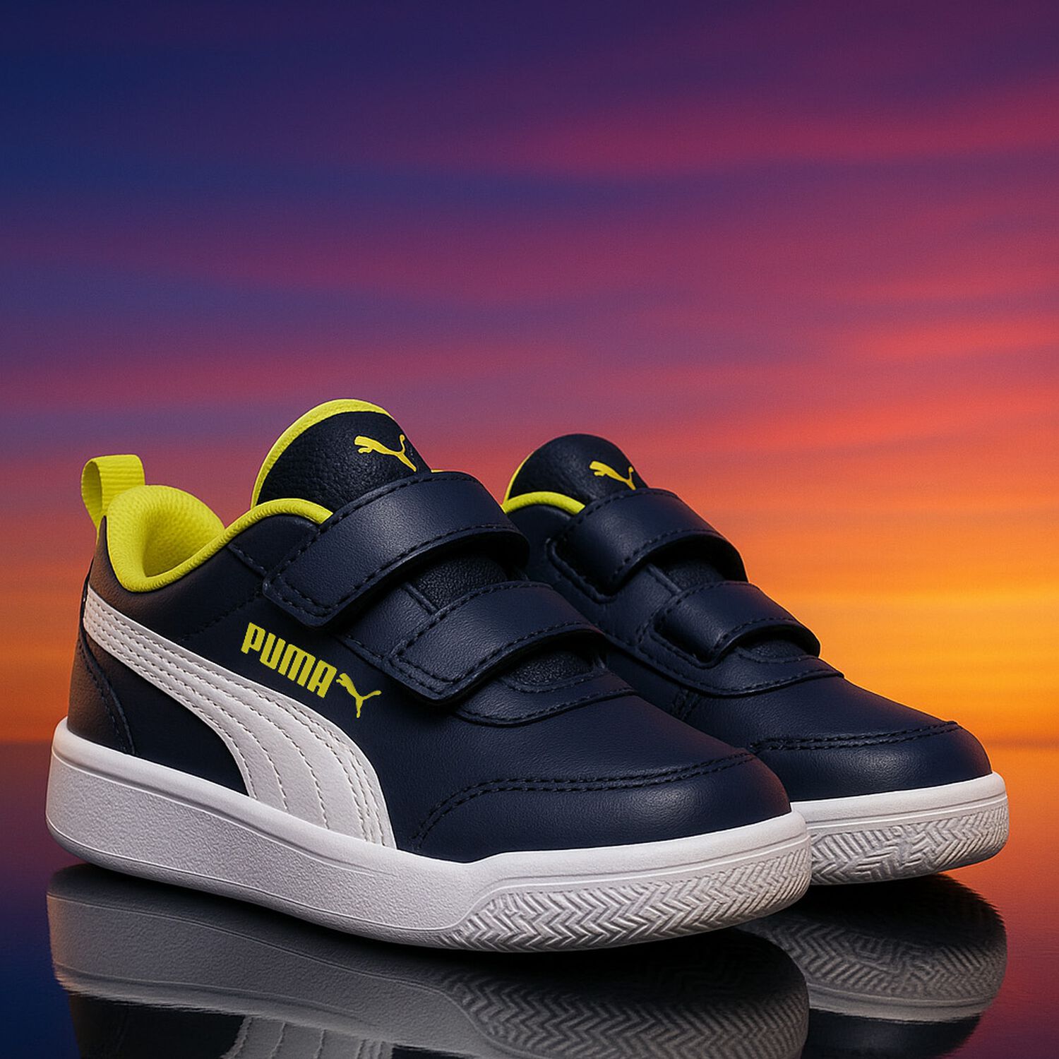 Boys Navy Courtflex Trainers, 2, hi-res