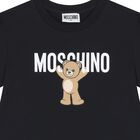 Girls Black Teddy Bear Logo Dress, 4, hi-res