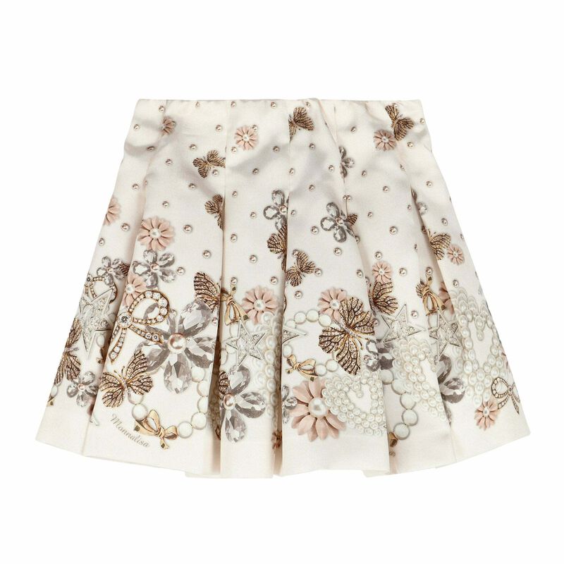 Girls Ivory & Gold Special Occasion Skirt, 1, hi-res image number null
