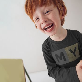 Boys Grey Logo Long Sleeve Top