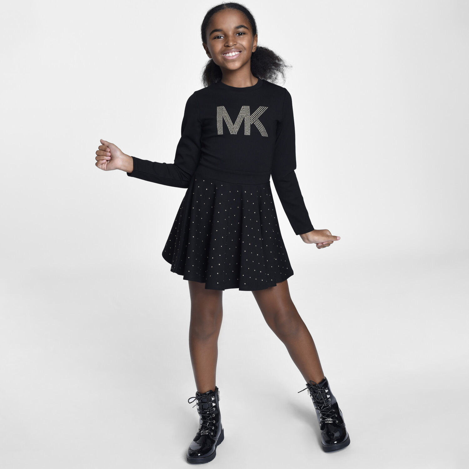 Girls Black Logo Dress, 1, hi-res image number null