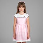 Girls Pink & White Striped Dress, 1, hi-res