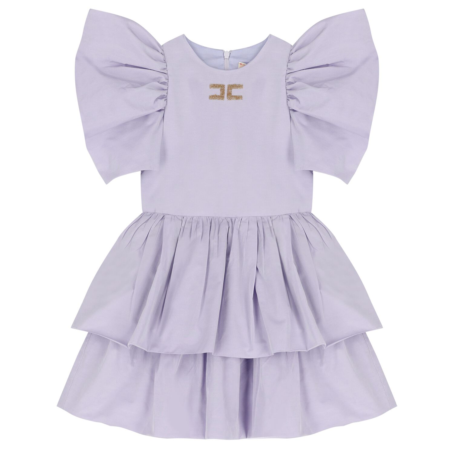 Girls Purple Logo Tiered Dress, 1, hi-res