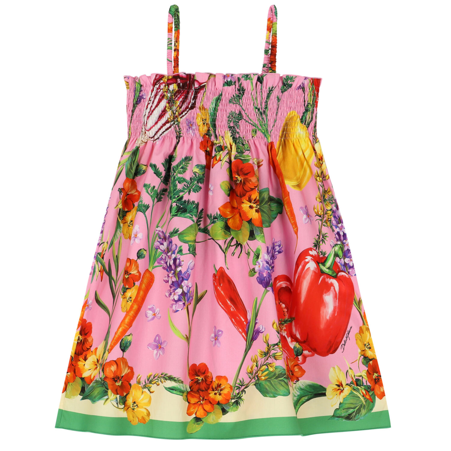 Girls Pink Vegetables Dress, 1, hi-res image number null