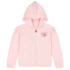 Girls Pink Logo Hooded Zip Up Top, 1, hi-res
