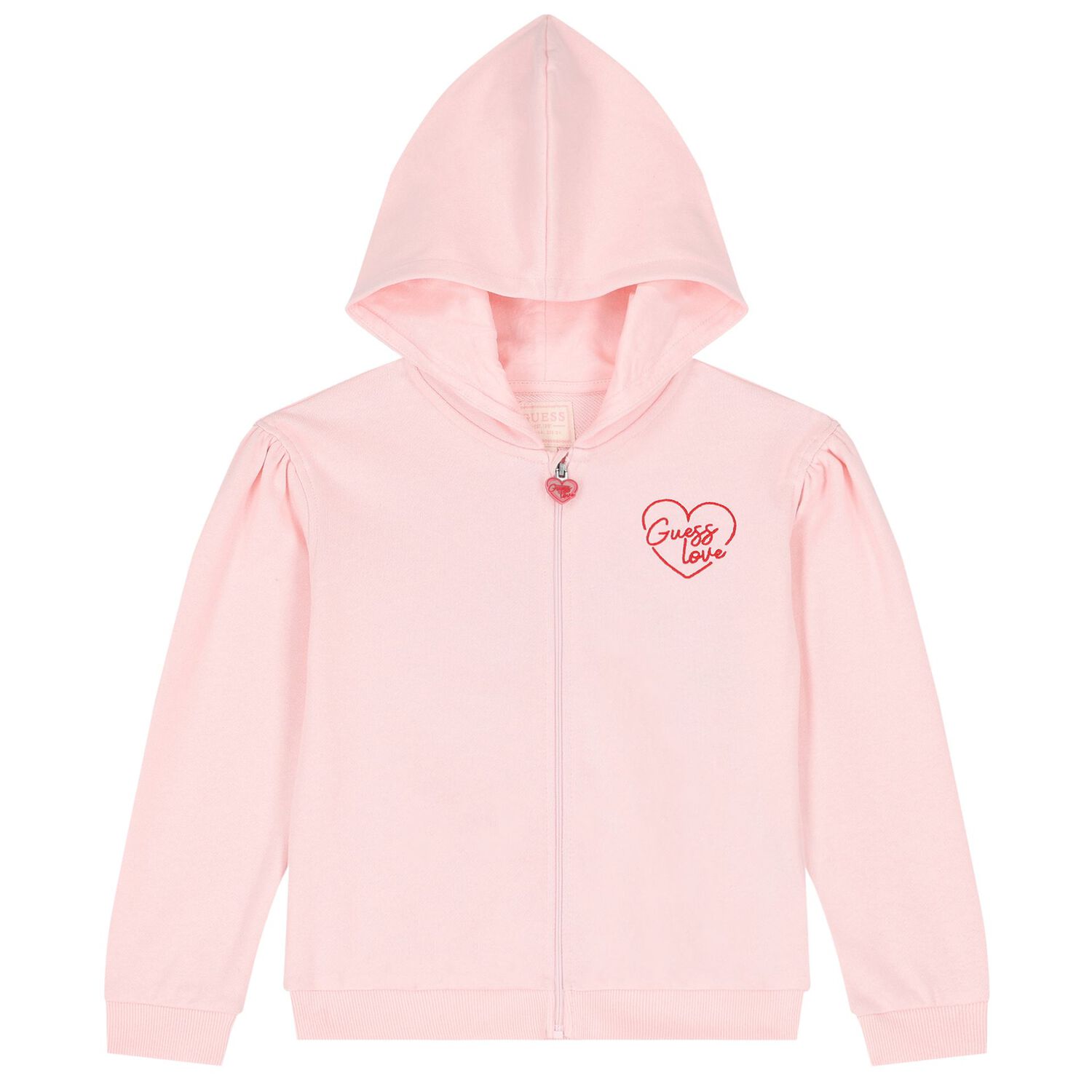 Girls Pink Logo Hooded Zip Up Top, 1, hi-res