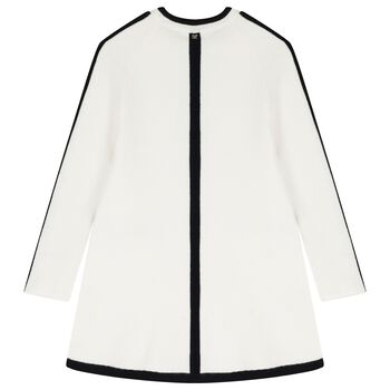 Girls Ivory & Black Knitted Dress
