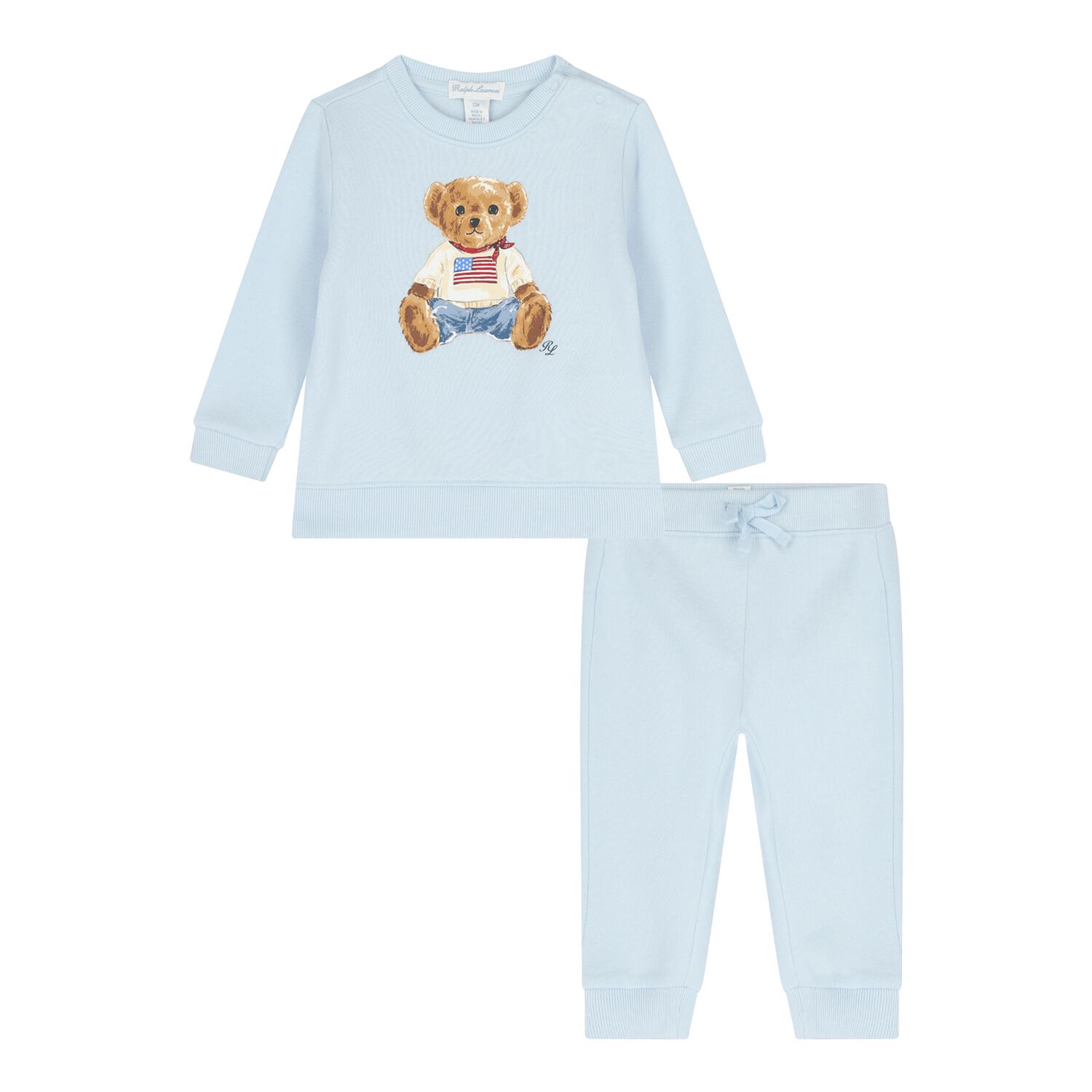 Baby Boys Blue Polo Bear Tracksuit, 1, hi-res