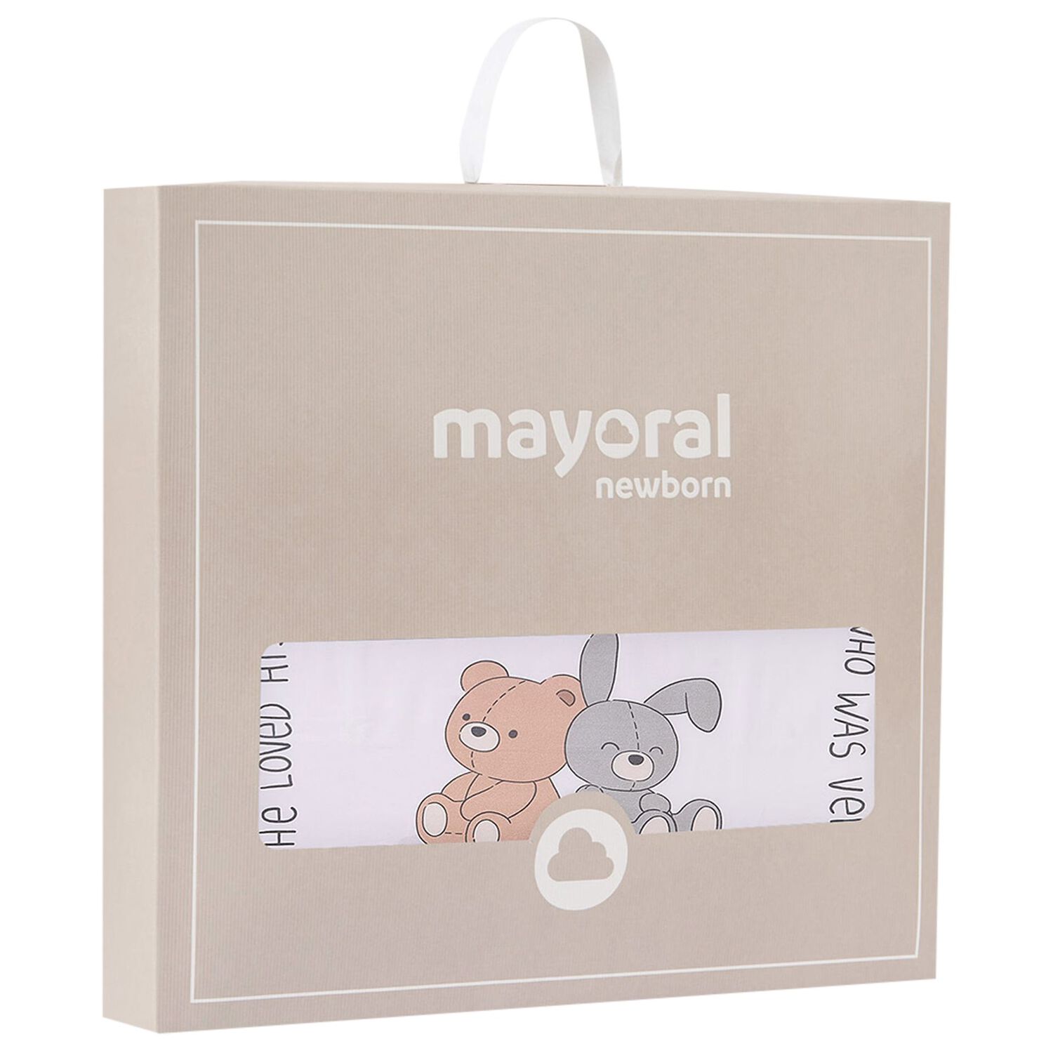 White Cotton Bear Print Baby Swaddle Blanket, 1, hi-res