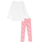 Girls White & Pink Graphic Leggings Set, 1, hi-res