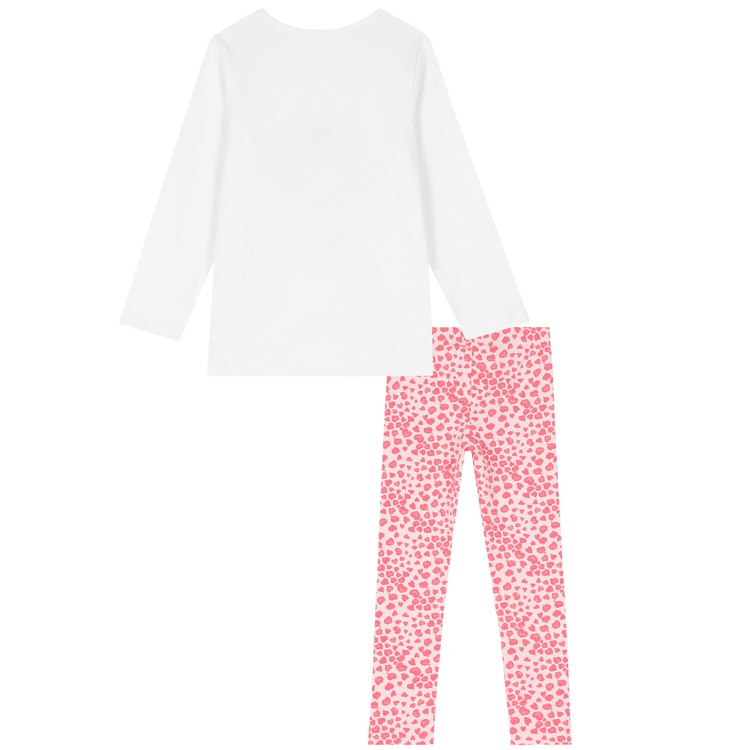 Girls White & Pink Graphic Leggings Set, 1, hi-res