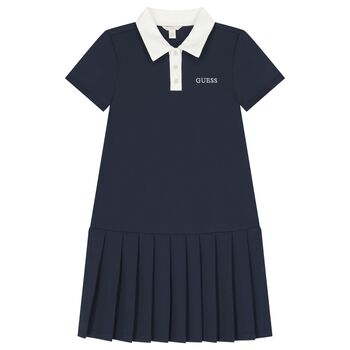 Girls Navy Blue Logo Dress