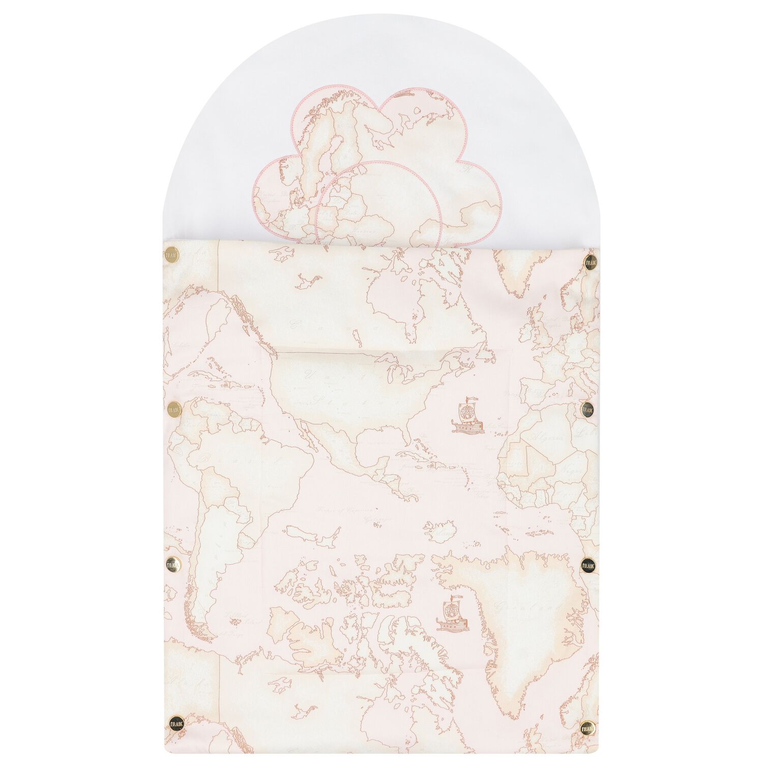 Baby Girls White & Pink Geo Map Baby Nest, 1, hi-res