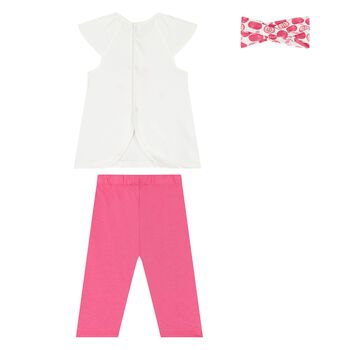 Baby Girls White & Pink Apple Leggings Set
