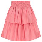Girls Coral Tiered Cotton Skirt, 1, hi-res