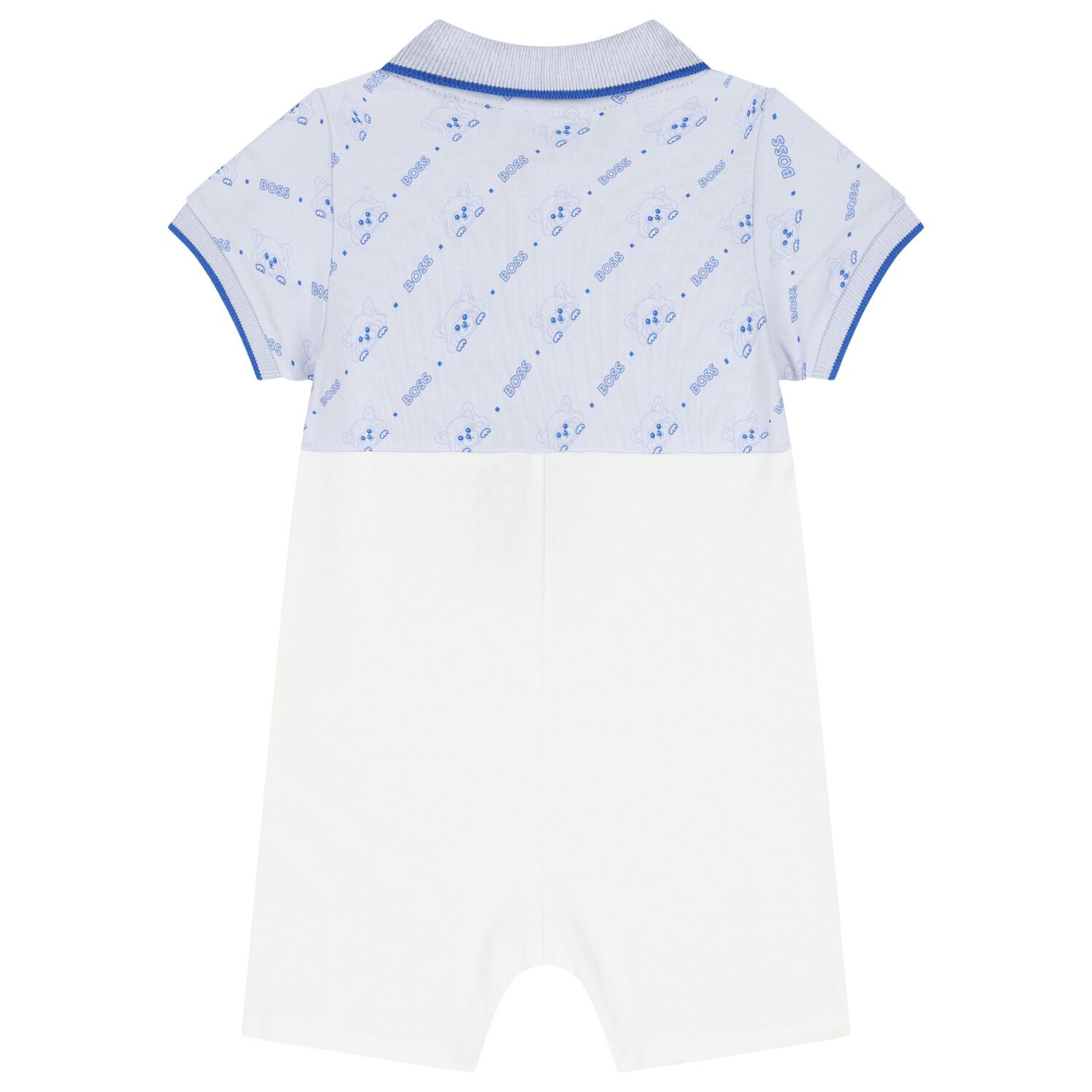 Baby Boys Blue & White Logo Romper, 2, hi-res