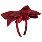 Girls Metallic Red Bow Headband, 2, hi-res