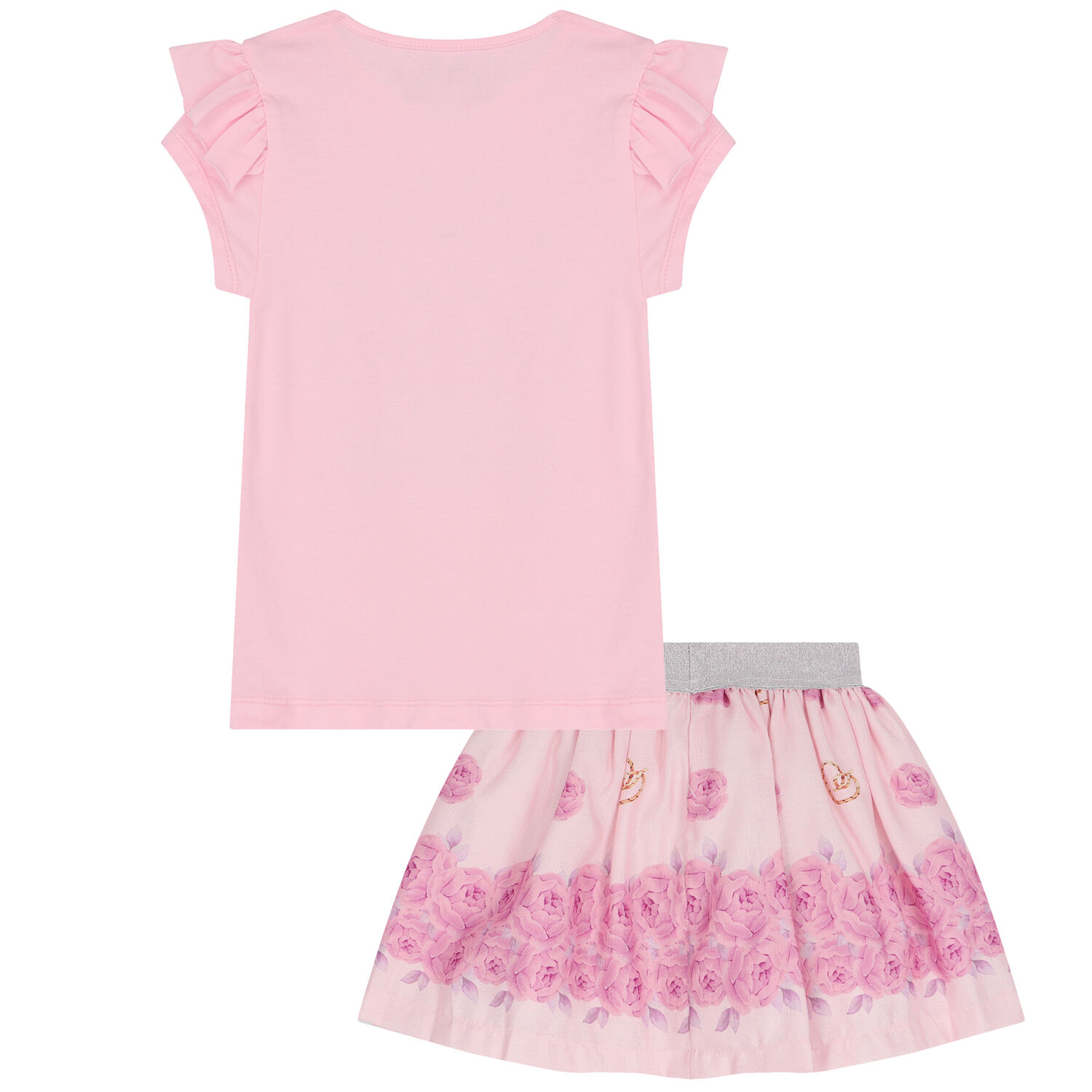 Girls Pink Embellished Flower Skirt Set, 1, hi-res