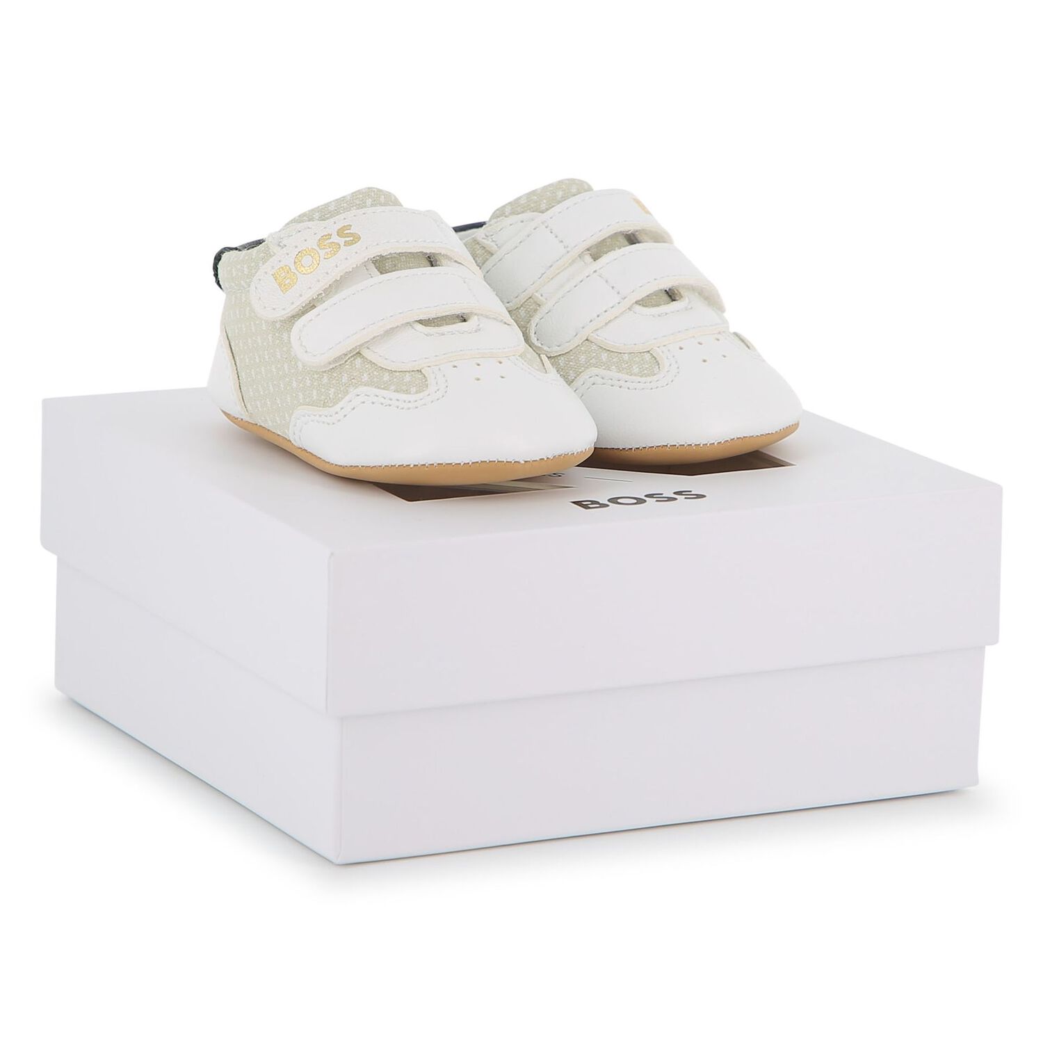 Baby Boys Ivory Logo Pre Walker Shoes, 1, hi-res