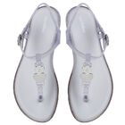 Girls White Glitter Solar Sandals, 1, hi-res