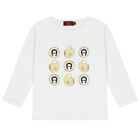 Girls White Logo Long Sleeve Top, 1, hi-res