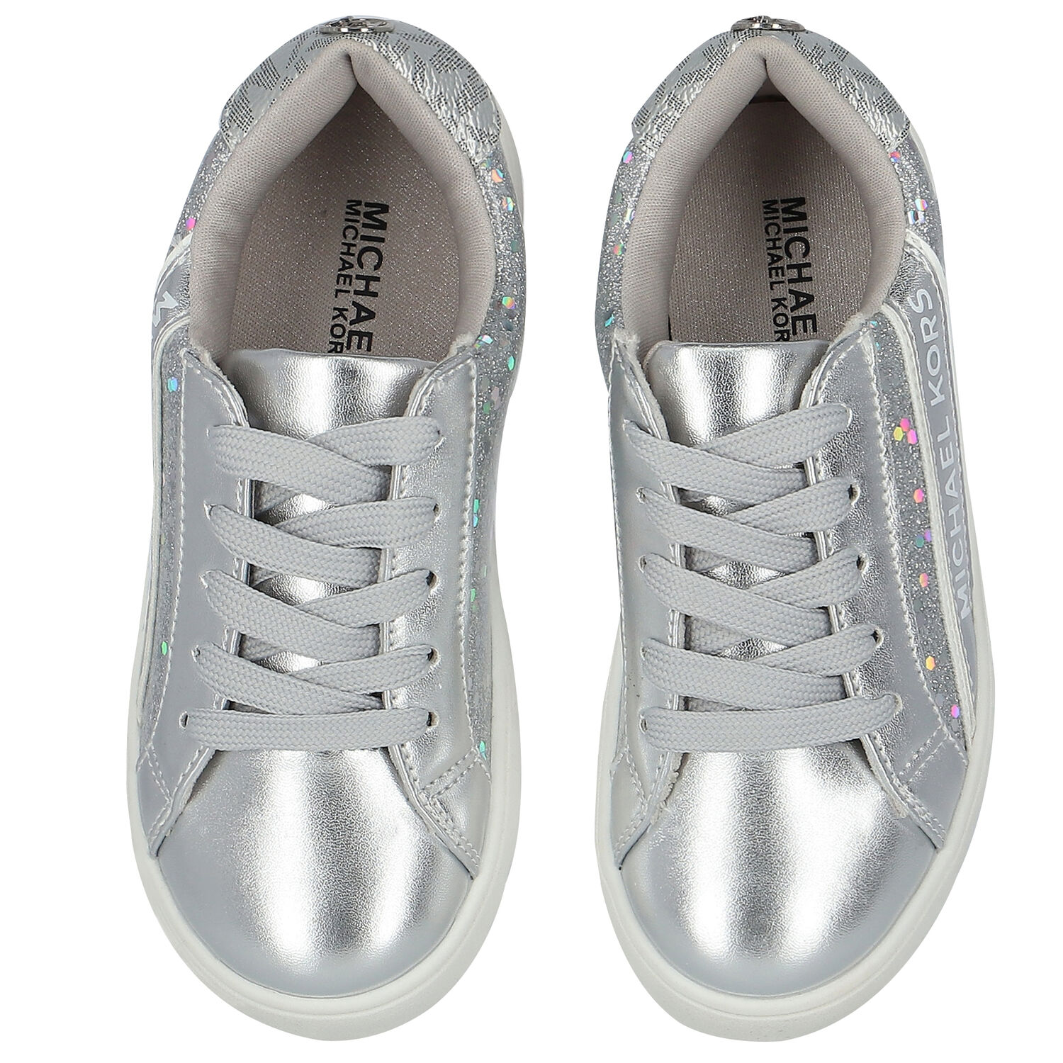 Girls Silver Logo Trainers, 1, hi-res