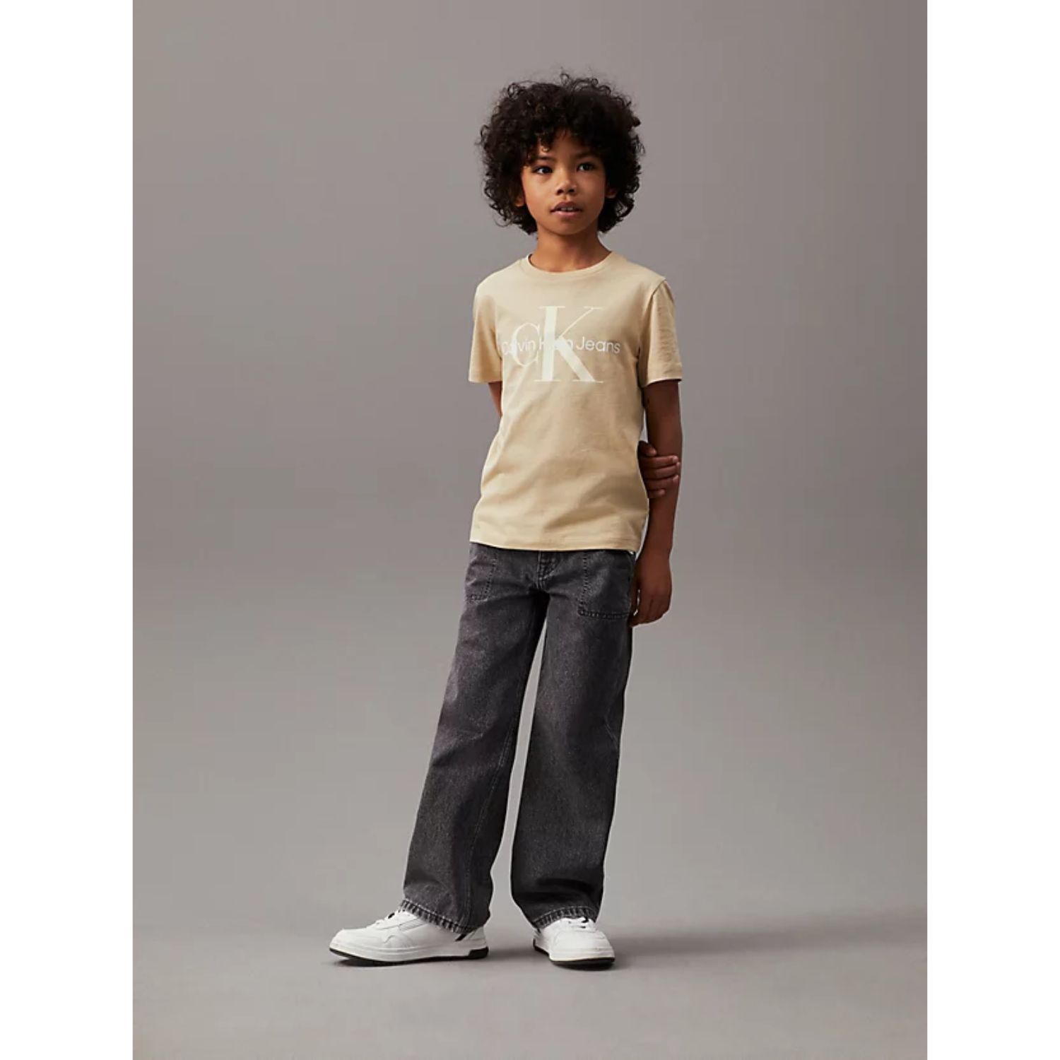 Boys Beige Logo T-Shirt, 1, hi-res