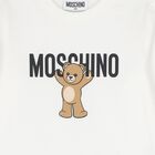 White Teddy Bear Logo Long Sleeve Top, 1, hi-res