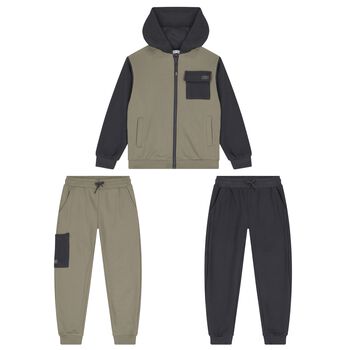 Boys Green & Grey Tracksuit Set ( 3 Piece )