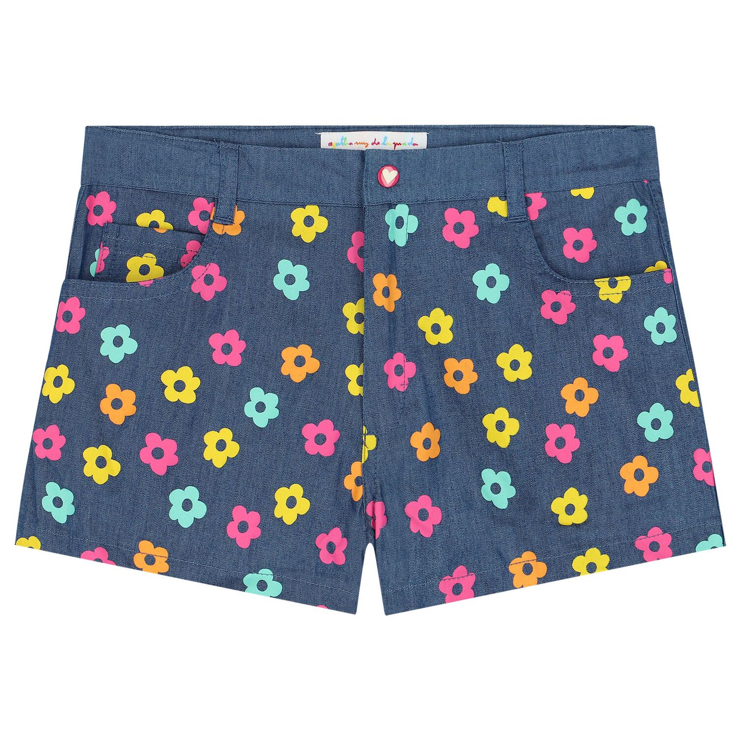 Girls Pink & Denim Logo Shorts Set, 1, hi-res image number null