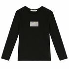 Girls Black Logo Top , 1, hi-res