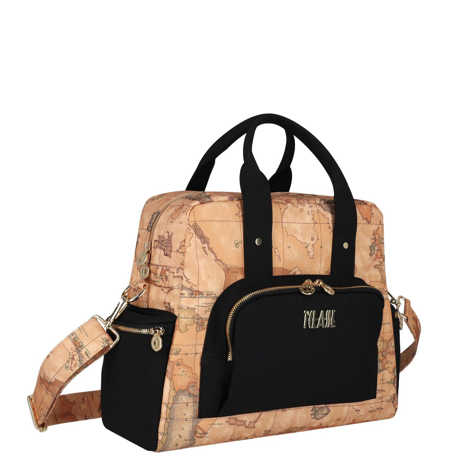 Beige & Black Geo Map Baby Changing Bag, 1, hi-res