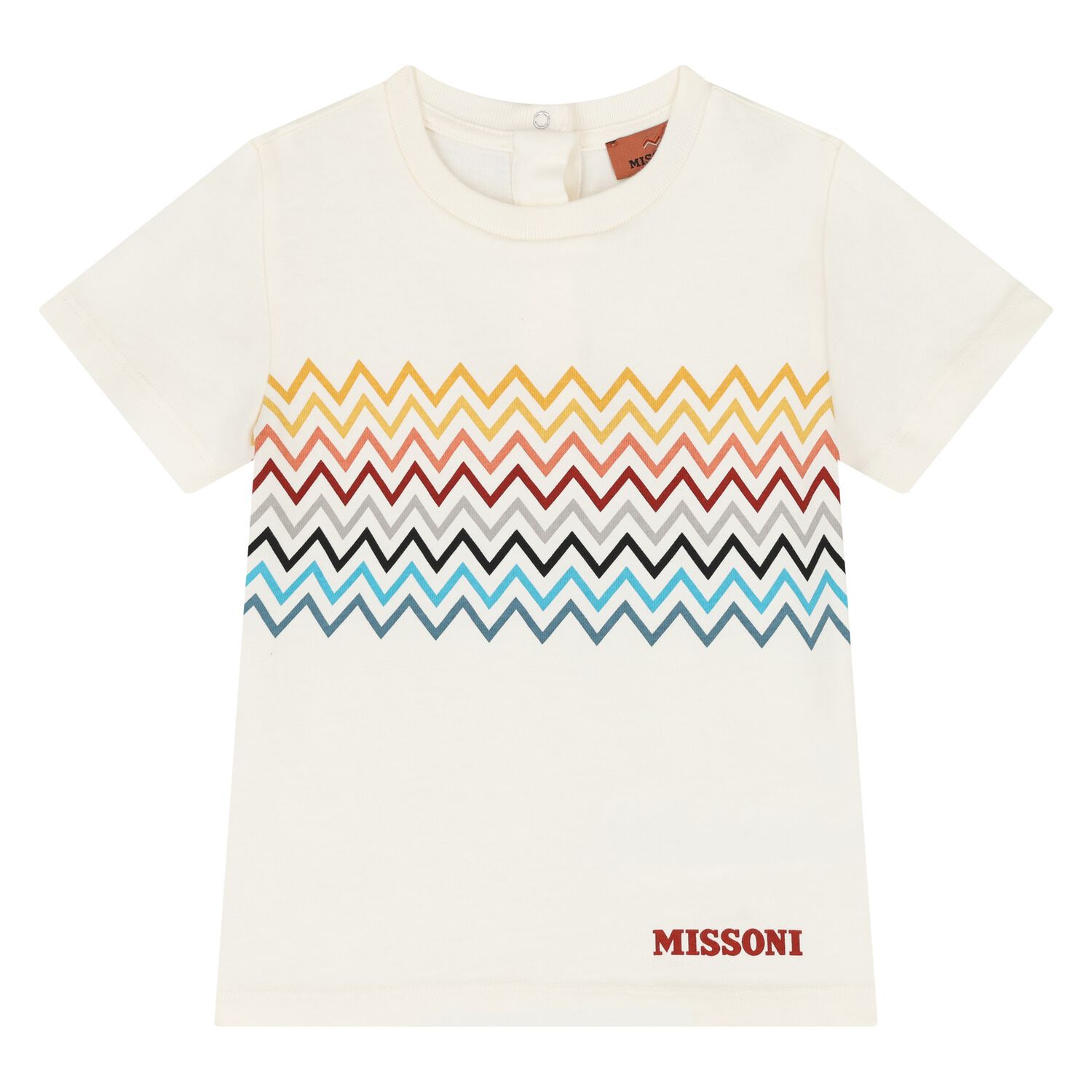 Younger Boys Ivory Zig Zag Logo T-Shirt, 1, hi-res
