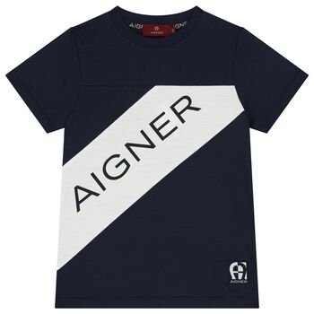 Aigner Boys Navy Blue Logo T-Shirt, 1 Boys Navy Blue Logo T-Shirt