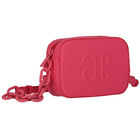 Girls Pink Logo Leather Bag, 3, hi-res