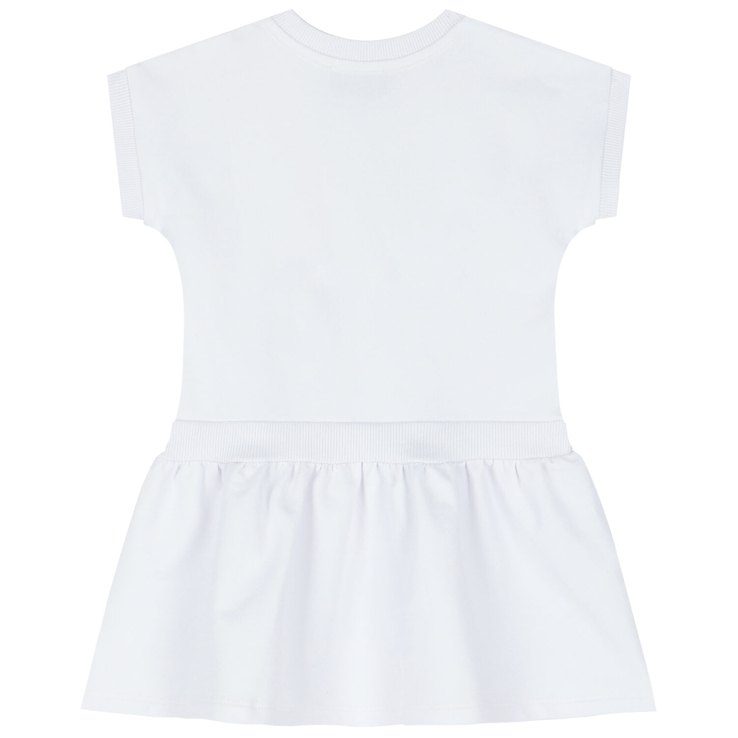 Younger Girls White Teddy Logo Dress, 1, hi-res