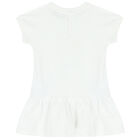 Younger Girls White Teddy Bear Logo Dress, 3, hi-res