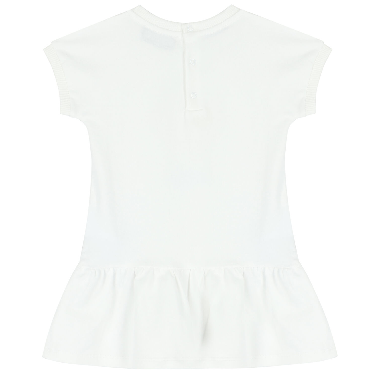 Younger Girls White Teddy Bear Logo Dress, 3, hi-res